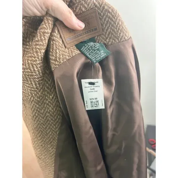 Lauren Ralph Lauren Wool Coat Brown Herringbone Button Front Women’s M - Picture 11 of 11